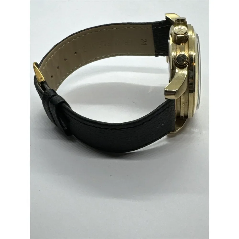 Michael Kors Runway MK8077 Men's Black Leather Analog Dial Quartz Watch JNA828
